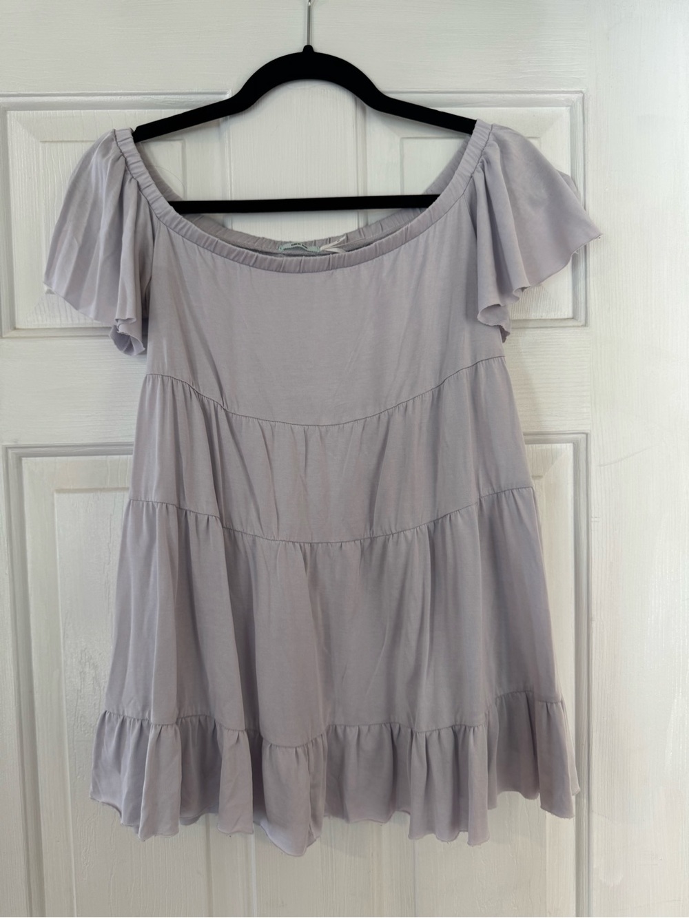 Urban Outfitters Light Lavender Tiered Off-Shoulder Blouse